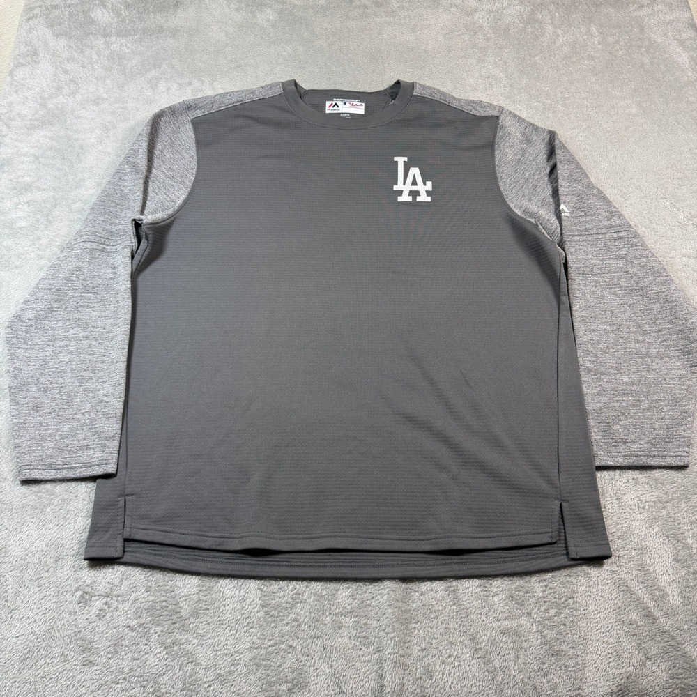 Los Angeles Dodgers Sweatshirt Mens Large Gray Majestic Thermabase Pullover MLB
